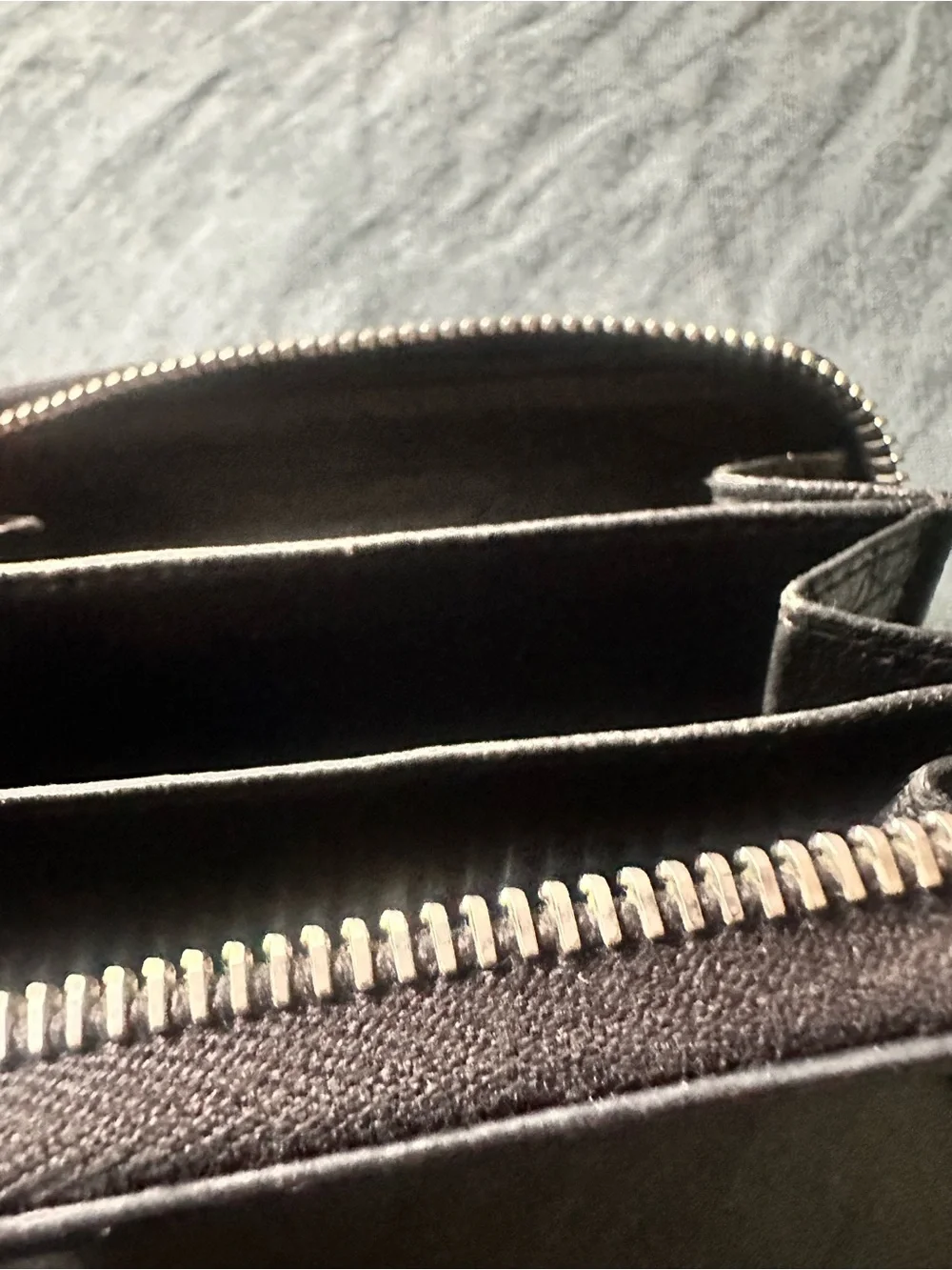 Saint Laurent Black Croc-Embossed Zip Wallet